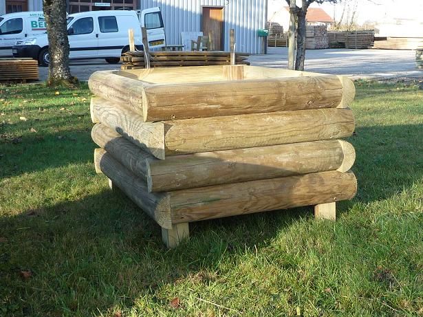 Jardinière demi rondin horizon — SNMB Menuiserie Bertin
