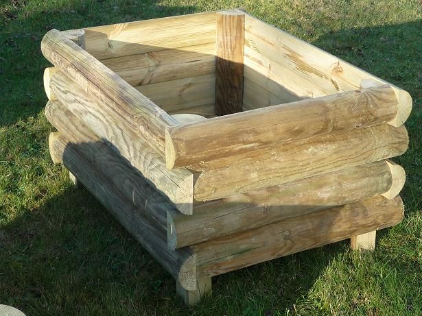 Jardinière demi rondin horizon — SNMB Menuiserie Bertin