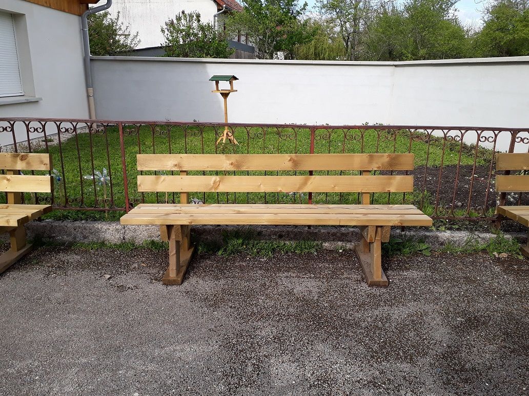 Banc Châtel en bois, fabrication française SNMB — bois autoclave classe 4