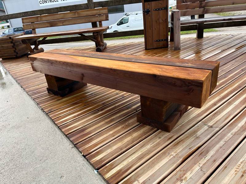 Banc bois poutres massives — SNMB Menuiserie Bertin