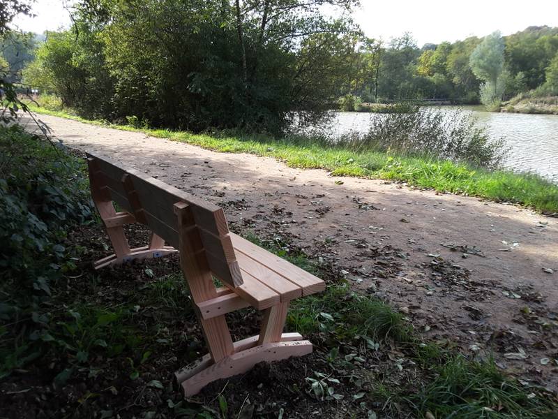 Banc moisé en pin, fabrication française SNMB — bois autoclave classe 4