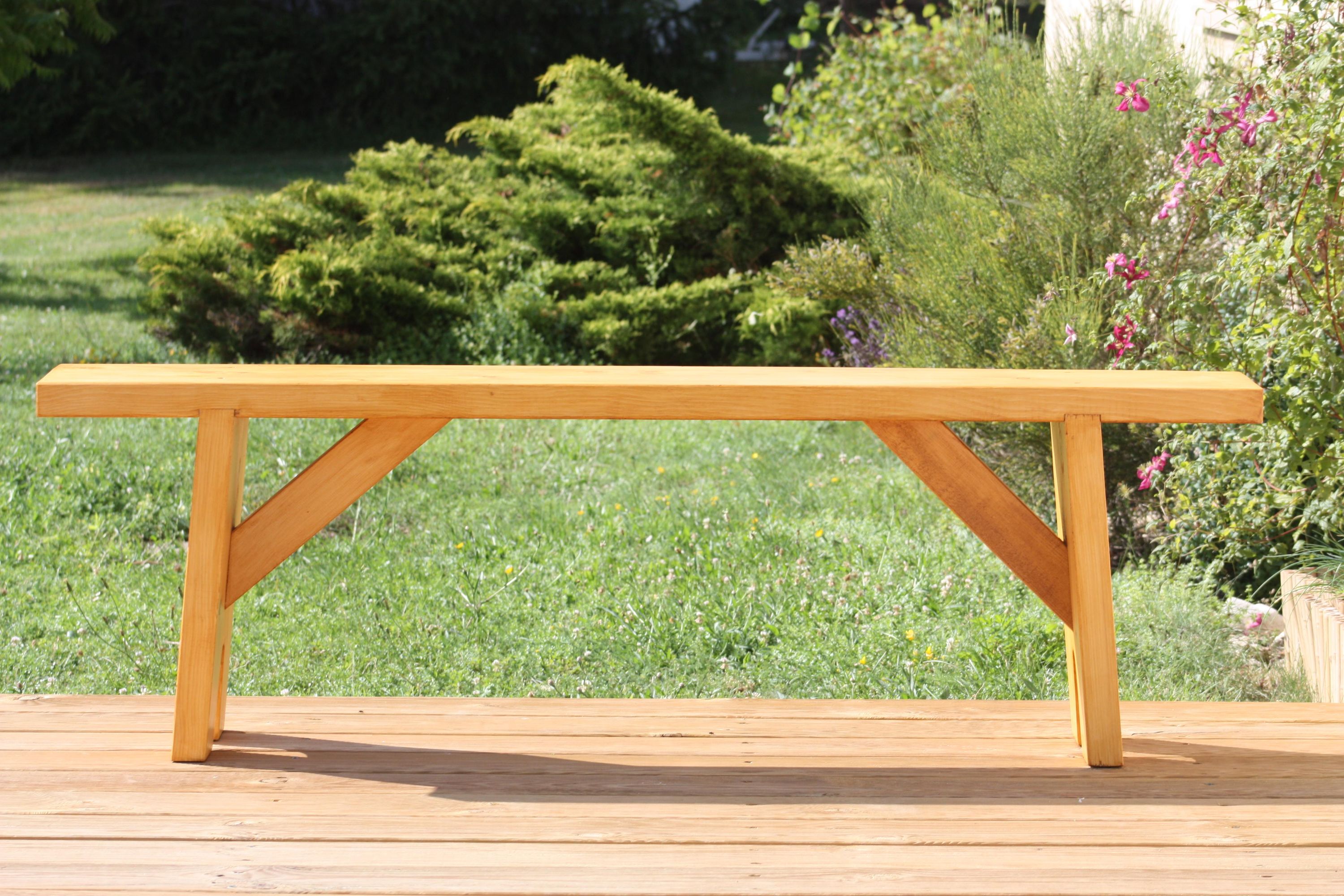 Banc dappoint en bois lasure — SNMB Menuiserie Bertin