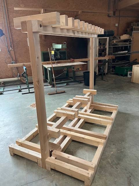 Porte-skis et vélos en madriers de bois, fabrication française SNMB — bois autoclave classe 4