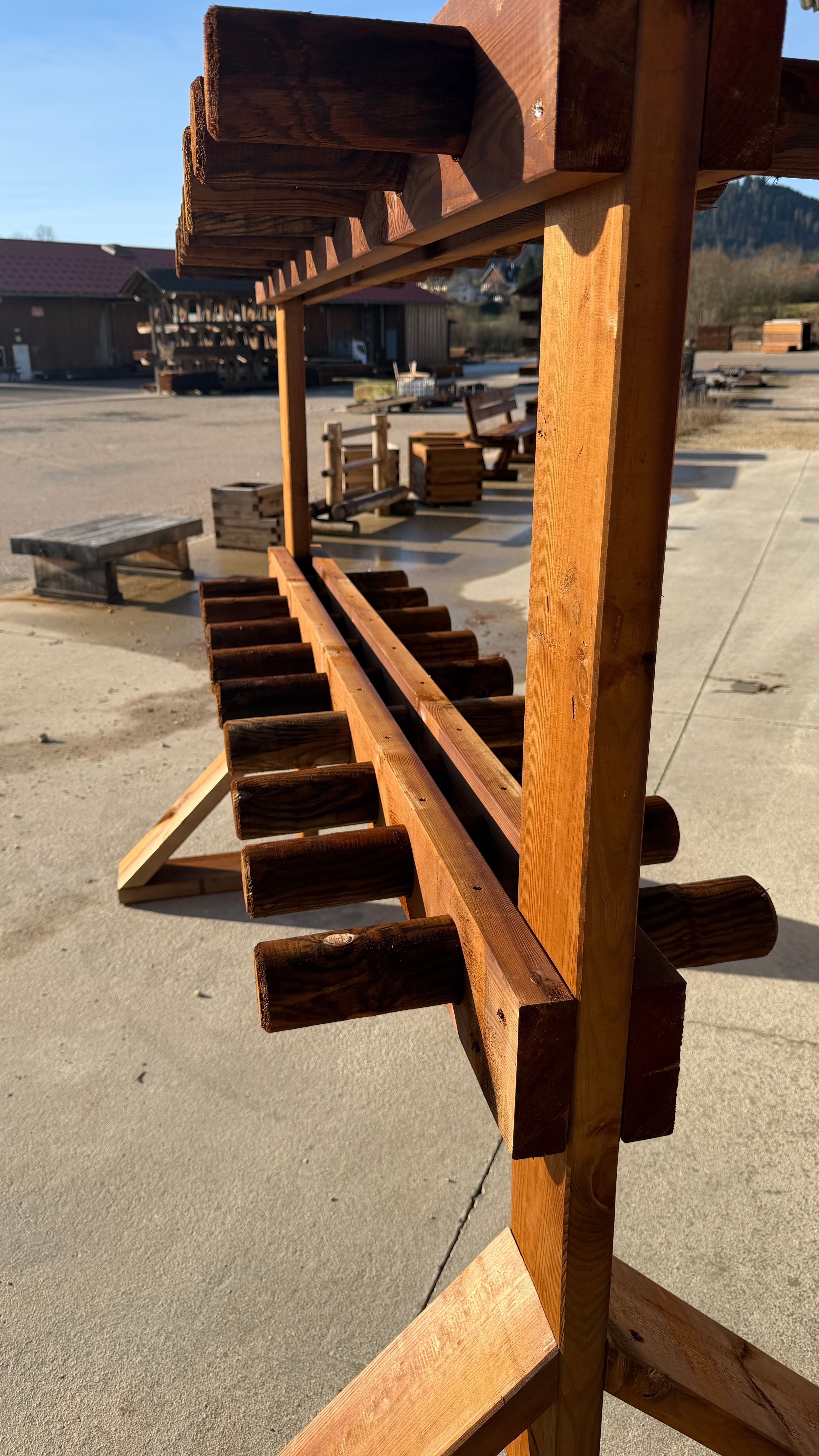 Porte-skis en bois, fabrication française SNMB — bois autoclave classe 4