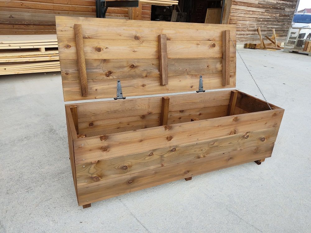 Coffre de rangement extérieur en bois, fabrication française SNMB — bois autoclave classe 4