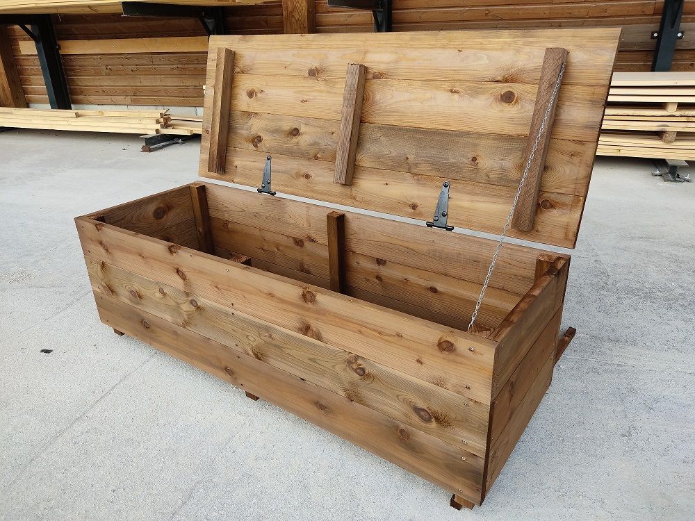 Coffre de rangement extérieur en bois, fabrication française SNMB — bois autoclave classe 4