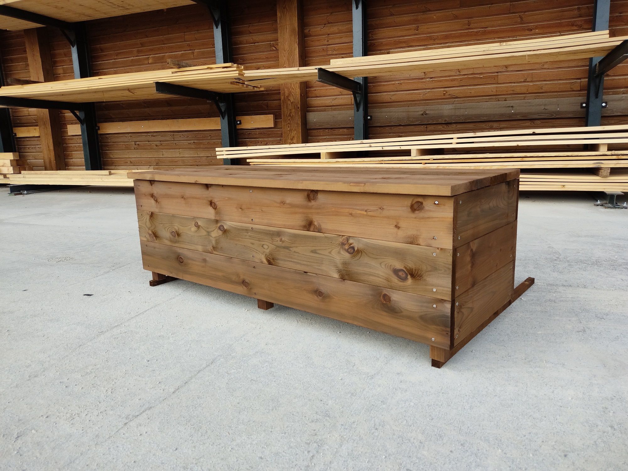 Coffre de rangement extérieur en bois, fabrication française SNMB — bois autoclave classe 4