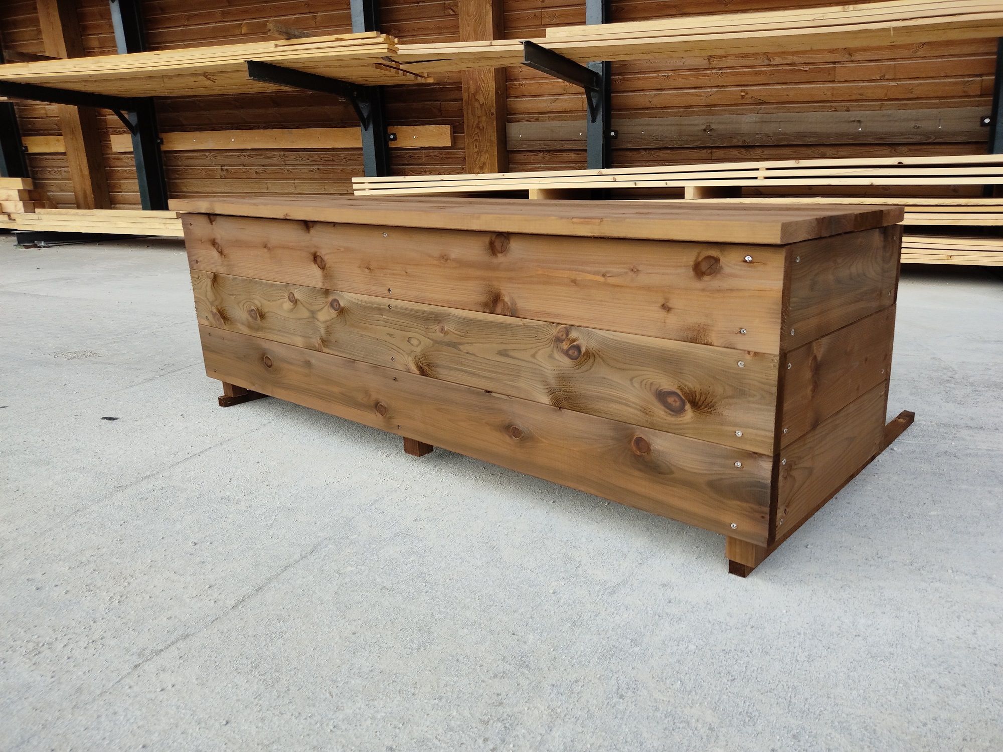 Coffre de rangement extérieur en bois, fabrication française SNMB — bois autoclave classe 4