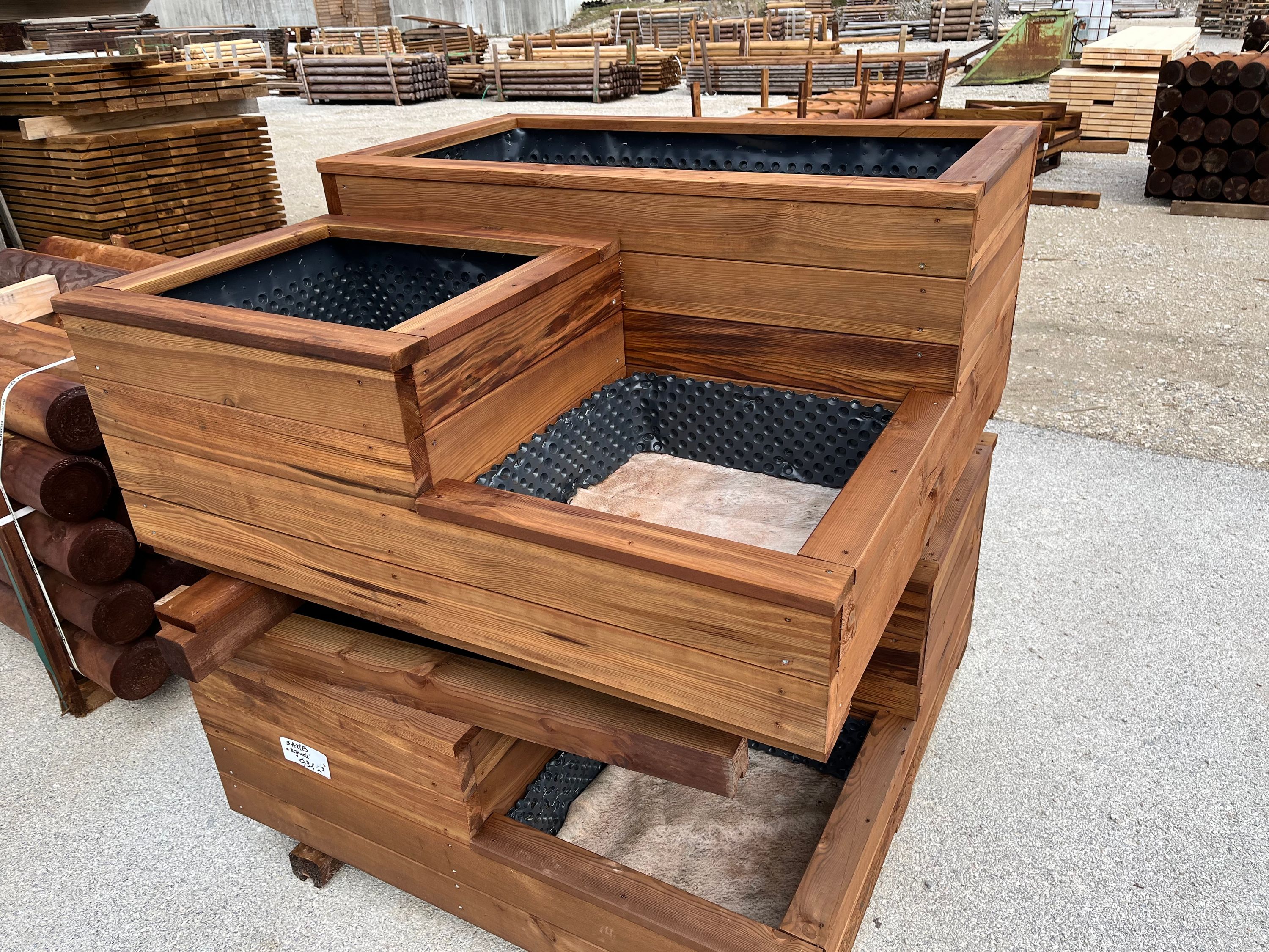Jardinière en bois à 3 bacs, fabrication française SNMB — bois autoclave classe 4