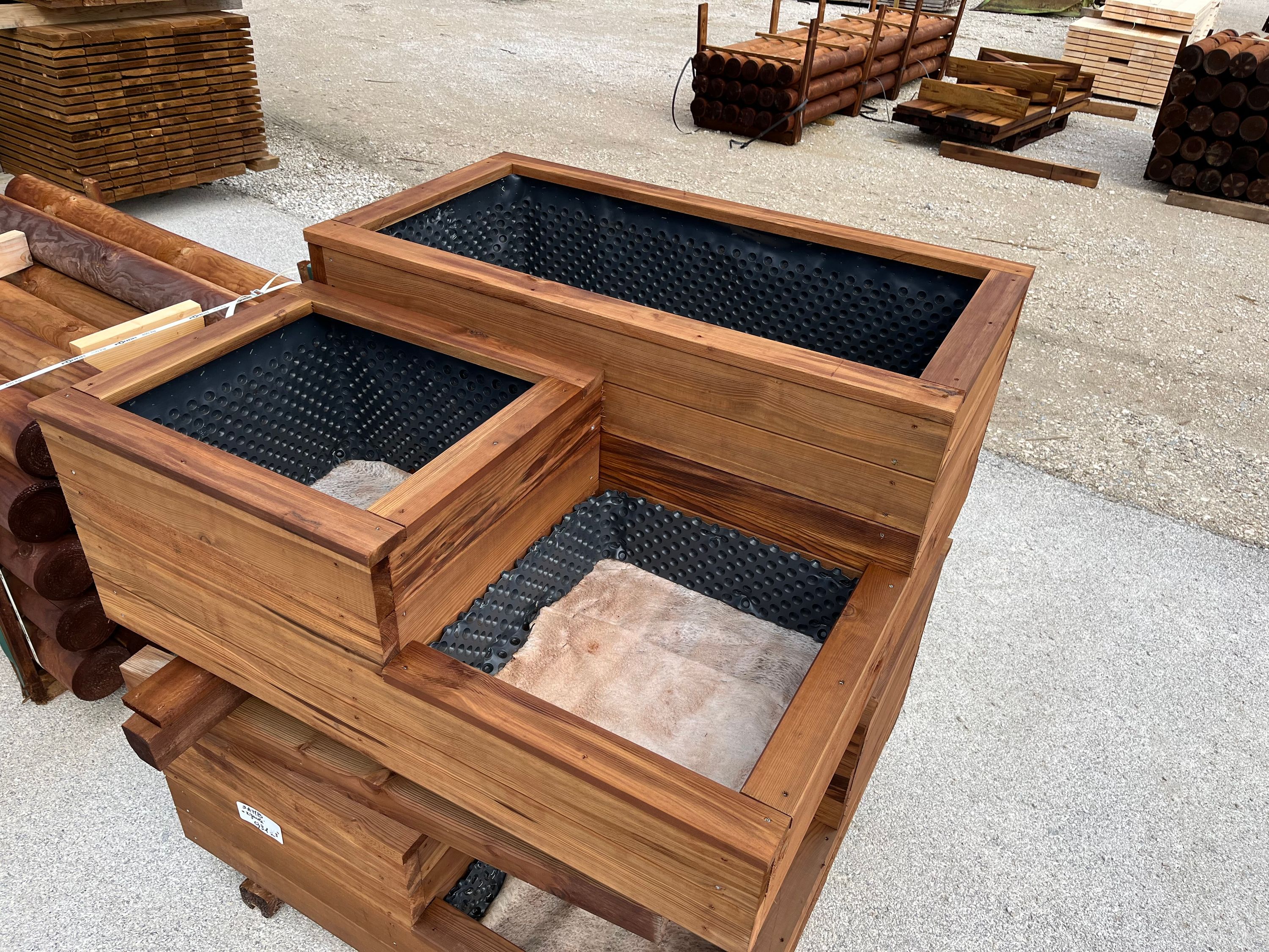 Jardinière en bois à 3 bacs, fabrication française SNMB — bois autoclave classe 4