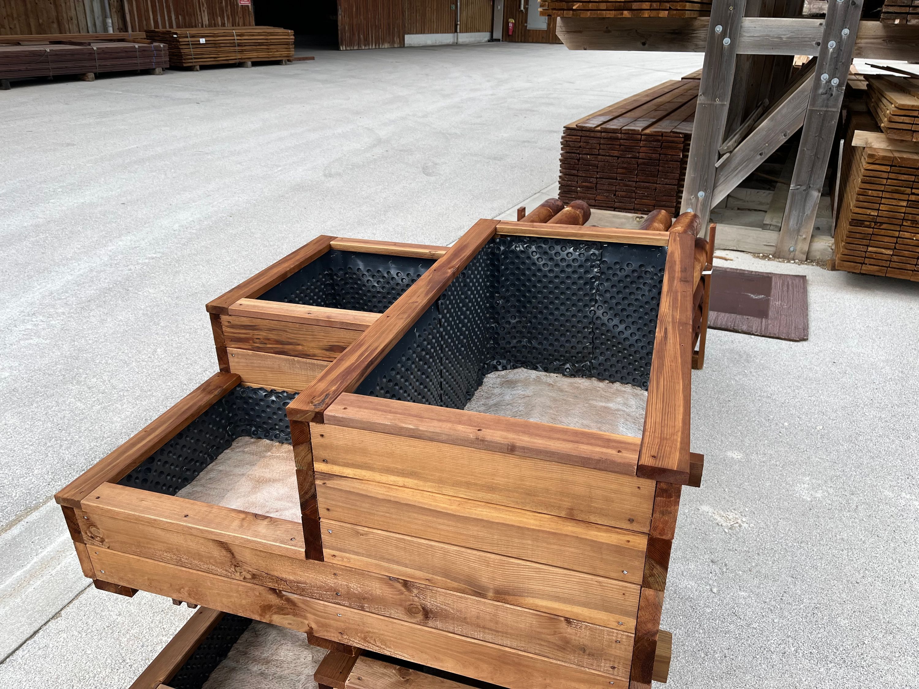 Jardinière en bois à 3 bacs, fabrication française SNMB — bois autoclave classe 4