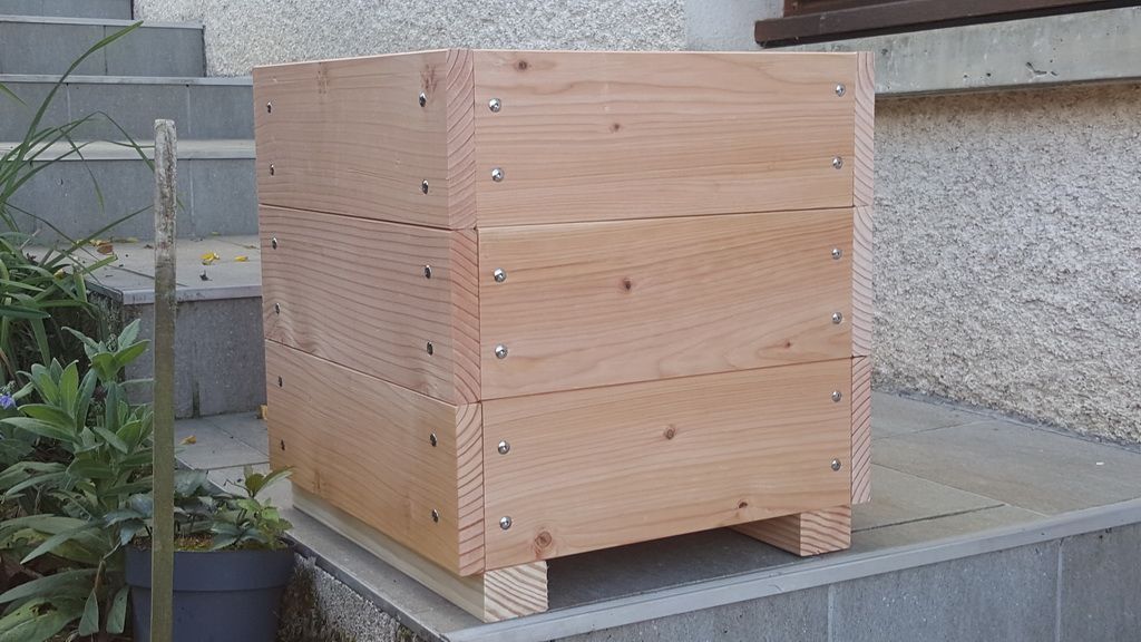 Jardinière en douglas brut — fabrication française SNMB Menuiserie Bertin