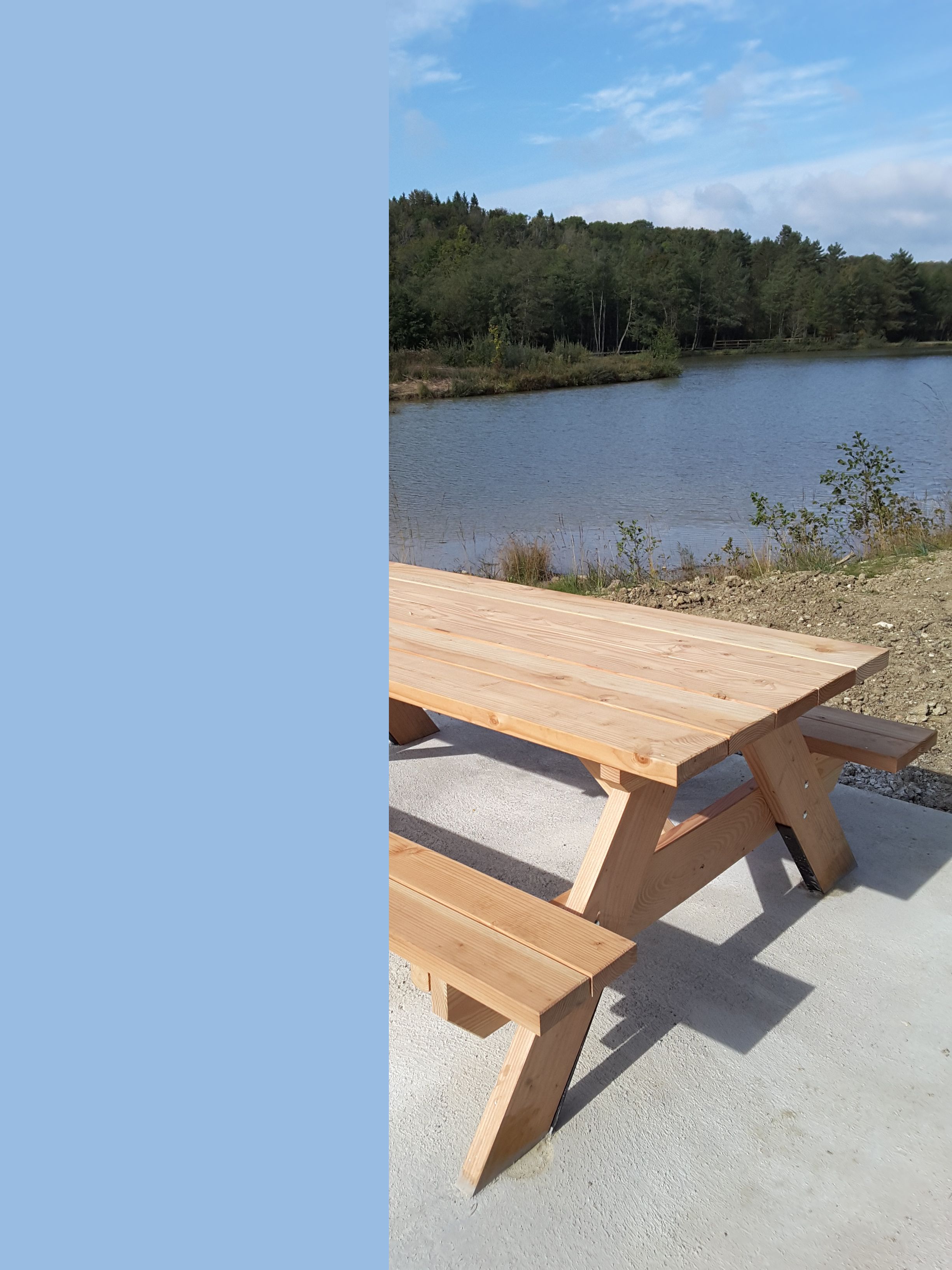 Table et banc en douglas — SNMB Menuiserie Bertin